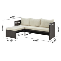 3-Piece Sectional Set in Brown and Cream