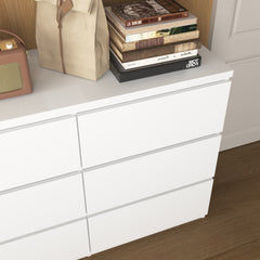 9 Drawer Dresser with No Handle Design, Modern White Matte Wood Dresser for Bedroom, Storage Chest of Drawers for Living Room, Hallway, Entryway