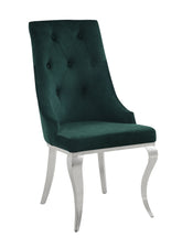 Dekel Green Fabric & Stainless Steel Side Chair (Set of 2)