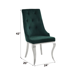 Dekel Green Fabric & Stainless Steel Side Chair (Set of 2)