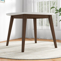 Paloma Mid-Century Modern Round Dining Table in White Solid Wood, 43.3 Inches for Kitchen, Dining Room, Dinette, Breakfast