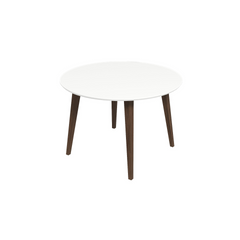 Paloma Mid-Century Modern Round Dining Table in White Solid Wood, 43.3 Inches for Kitchen, Dining Room, Dinette, Breakfast