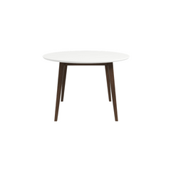 Paloma Mid-Century Modern Round Dining Table in White Solid Wood, 43.3 Inches for Kitchen, Dining Room, Dinette, Breakfast