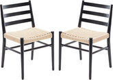 Dining Chairs Set of 2, Woven Rope Seat with Sturdy Metal Frame, Mid Century Modern Dining Room Chairs for Kitchen, Living Room, Restaurant