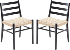 Dining Chairs Set of 2, Woven Rope Seat with Sturdy Metal Frame, Mid Century Modern Dining Room Chairs for Kitchen, Living Room, Restaurant
