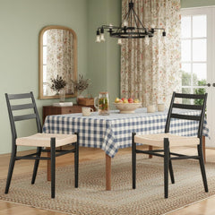 Dining Chairs Set of 2, Woven Rope Seat with Sturdy Metal Frame, Mid Century Modern Dining Room Chairs for Kitchen, Living Room, Restaurant
