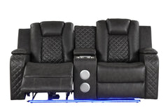 BENZ LED & Power Reclining Loveseat Made With Faux Leather in Black same asG150109056 (NJ inventory)