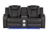 BENZ LED & Power Reclining Loveseat Made With Faux Leather in Black same asG150109056 (NJ inventory)