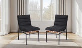 Liana Black Boucle Fabric Set of 2 Dining Chair with Black Iron Legs