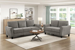 Classic Comfort 2pc Sofa Set Living Room Furniture Sofa Loveseat Durable Brown Chenille Upholstery Rolled Arms