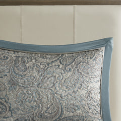 5 Piece Jacquard Bedspread Set with Throw Pillows Teal Queen