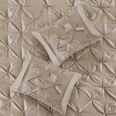 7 Piece Tufted Comforter Set Taupe King