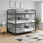 Furniture Triple Bunk Bed, FULL/FULL/FULL, black