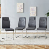 Modern Dining Chairs with Faux Leather Padded Seat Dining Living Room Chairs Upholstered Chair with Metal Legs Design for Kitchen, Living, Bedroom, Dining Room Side Chairs Set of 4 (Grey+PU)C-001