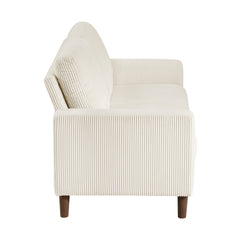 Modern Contemporary Beige Corduroy Upholstered Loveseat Comfortable Cushion Solid Wood Living Room Furniture 1pc