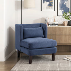 Modern Blue Accent Chair Cushion Seat Corduroy Fabric Upholstery Pillow Living Room Furniture 1pc