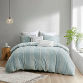King/Cal King 3 Piece Cotton Jacquard Duvet Cover Set