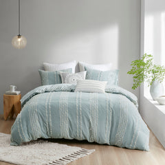 King/Cal King 3 Piece Cotton Jacquard Duvet Cover Set