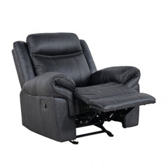 Transitional Style Glider Recliner Contrast Welt Black Finish Faux Leather Material Primary Living Room