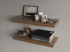 FM FURNITURE Iva Floating shelf in melamine x2 ,Walnut