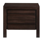 Wooden Nightstand with Two Drawers, Brown