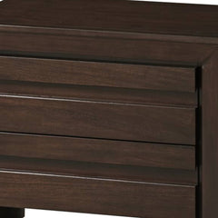 Wooden Nightstand with Two Drawers, Brown