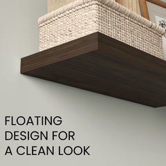 Floating Shelves, Dark Oak, 2 Shelves, 1.50" H