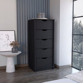 Dresser 42 inchH, 5 Drawers , Slim Storage Chest of Drawers, Black