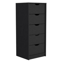 Dresser 42 inchH, 5 Drawers , Slim Storage Chest of Drawers, Black