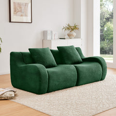 Soft Teddy Fabric Boneless Sofa,No Assembly Required Streamlined Design,Anti-Slip Design 32D High Density Sponge Fits Living Rooms Bedrooms,Green
