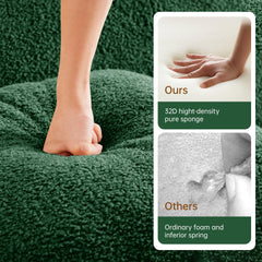 Soft Teddy Fabric Boneless Sofa,No Assembly Required Streamlined Design,Anti-Slip Design 32D High Density Sponge Fits Living Rooms Bedrooms,Green