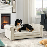 Elegant Rectangle Pet Bed for Small and Medium Dogs, Durable Elevated Dog Sofa Bed, Comfortable Dog Couch, Modern and Stylish Dog Sofa for Small and Medium Dogs,Beige