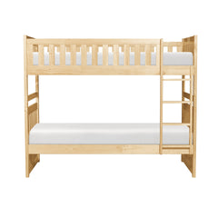 Bunk Bed Twin Over Twin Natural Pine Finish Sturdy Ladder Wooden Transitional Bedroom Furniture 1pc Children Bed