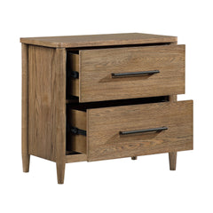 Modern Transitional 2-Drawer Nightstand with Charging Ports Storage Brown Finish Durable Bedroom Furniture 1pc Bedside Table