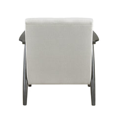 Casual Transitional Accent Chair 1pc Pearl-hued Fabric Upholstery Dark Gray Frame Solid Wood Living Room Furniture