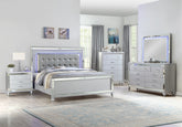 STERLING Queen 5 PC LED Bedroom set made with wood in Silver Color (NJ INVENTORY)