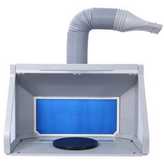 Portable Airbrush Paint Spray Booth Kit Pro Paint Set with Turn Table Powerful Fan for Toy Model Parts (LED Spray Booth + Hose Dual Fans)