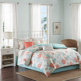 7 Piece Cotton Sateen Comforter Set Coral Cal King