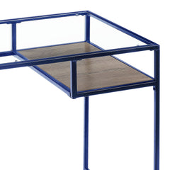 Yasin Glass Top & Blue Finish Writing Desk