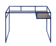 Yasin Glass Top & Blue Finish Writing Desk