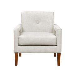 Modern Living Room Chair Beige Chenille Upholstery Pocket Coils Solid Wood Legs Furniture 1pc Armchair
