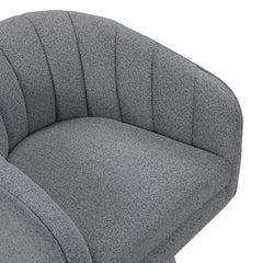 1pc Modern Swivel Accent Chair Dark Gray Boucle Upholstery Solid Wood Foam Seat Cushion Unique Style Comfort Home Furniture