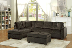 1pc Ottoman Tufted Detail Chocolate Microfiber Upholstered Modern Living Room Furniture