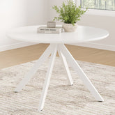 47.2" Solid Wood Round Dining Kitchen Table for 4-6 People with Intersecting Pedestal Base