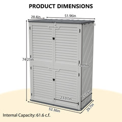 Rust Proof Resin Garden Equipment Storage - Weatherproof, Spacious, UV Resistant Material, Non-Partitioned