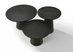 Jacopo Ebony Black 3-Piece Coffee, End, & Console Table Set with Pedestal Base