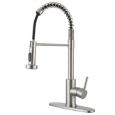 Kitchen Faucet with Pull Down Sprayer Industrial 1 Handle 1 Hole Or 3 Hole Faucet for Farmhouse Camper Laundry Utility Rv Wet Bar Sinks, Stainless Steel, Brushed Nickel