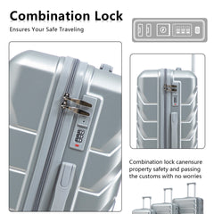 20"/24"/28" 3 pcs/set in ABS Spinner Wheel Luggage, Matching Color , With Combination Lock (Silver)