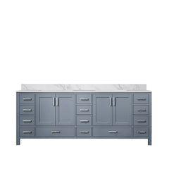 Dark Grey Double Bath Vanity 84 in. W x 22 in. D, with Carrara Marble Top