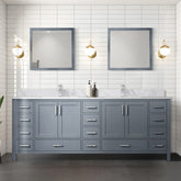 Dark Grey Double Bath Vanity 84 in. W x 22 in. D, with Carrara Marble Top